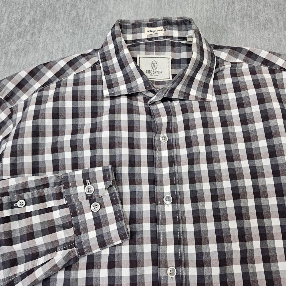 Todd Snyder New York Shirt Mens 16.5 34/35 Gray Plaid Check Button Down Melange
